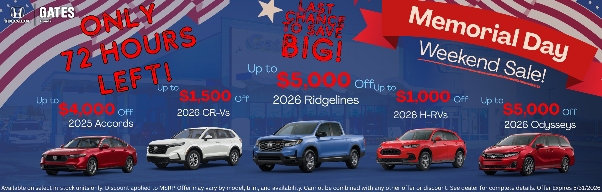 Memorial Day Sale at Gates Honda