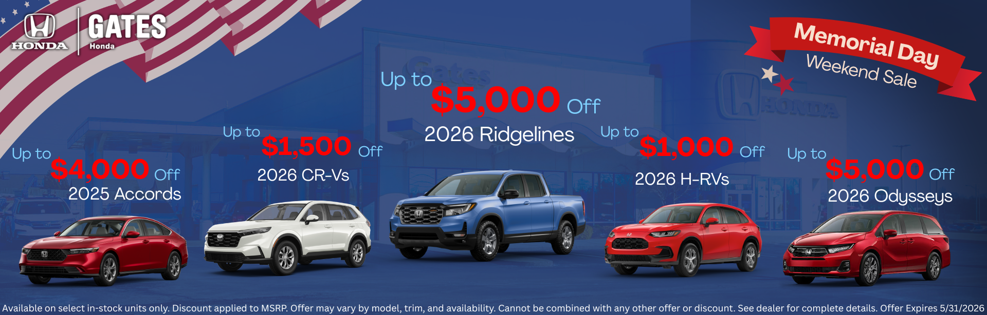 Memorial Day Sale at Gates Honda